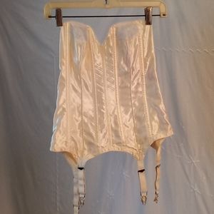 VINTAGE CREAM SATIN BUSTIER W/ GARTER STRAPS SZ 34